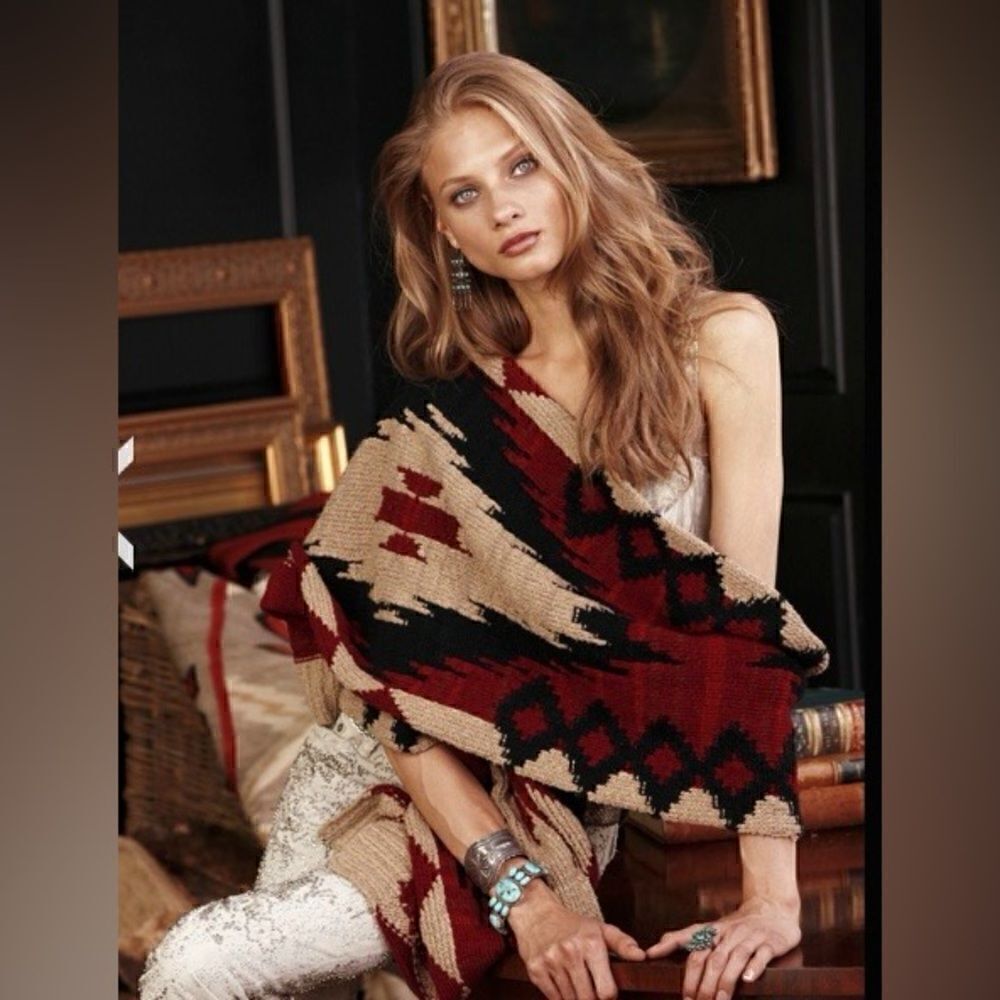 Ralph Lauren * 2011 Hand-Knit Red Beacon Blanket Beaded Halter with Silk Scarf - Picture 14 of 16